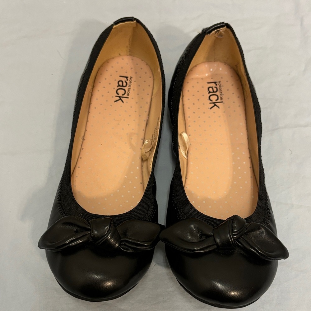 Nordstrom Rack NREMMA Black Bow Ballet Flats Slip On Shoes Girls 3
